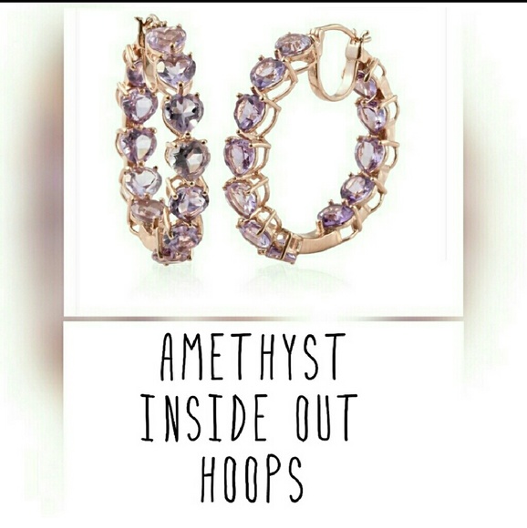 Jewelry - Heart Amethyst Inside Out Hoops